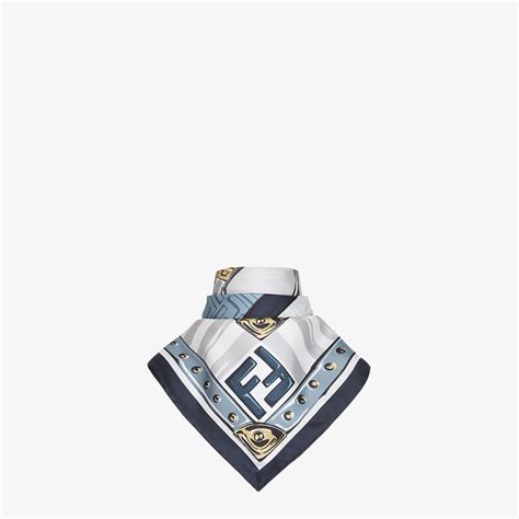 fendi marrone|Blue silk foulard .